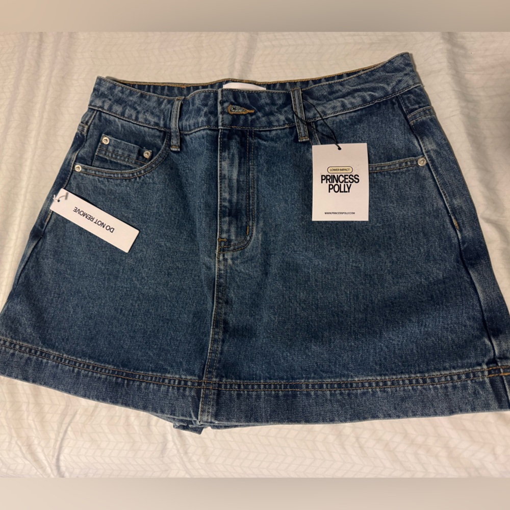 Princess Polly Gazelle Denim Skort Mid Wash
